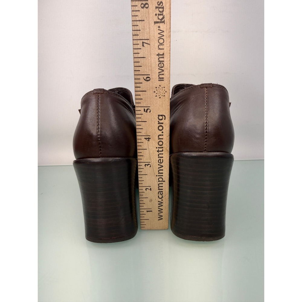 Colin Stuart Ankle Boots 6.5 Brown Leather Square Toe Block Heel 90s clean girl - Picture 10 of 11